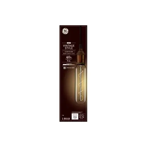 GE Lighting 93110310 LED Vintage Light Bulb, T20, Warm White, Clear Bulb, 350 Lumens, 6.5-Watt