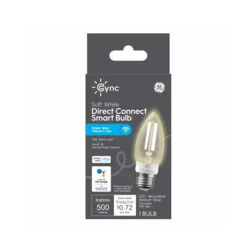 GE Lighting 93130193 Cync LED Soft White Smart Light Bulb, BM Shape, 500 Lumens, 6 Watts