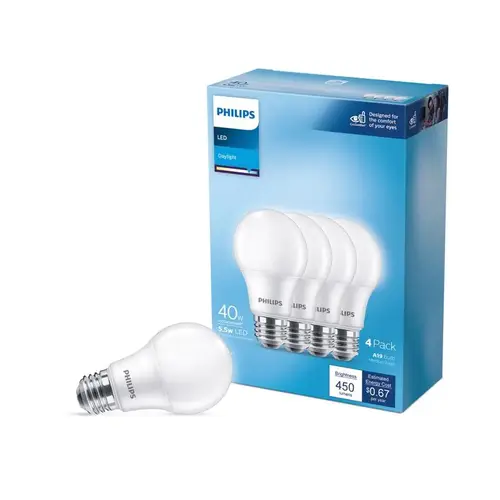 Philips 565358 LED Bulb A19 E26 (Medium) Daylight 40 Watt Equivalence Frosted