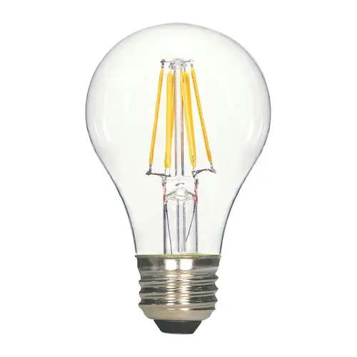 Satco S12414 60W Equivalent Warm White A19 Medium Dimmable Traditional LED Light Bulb Clear