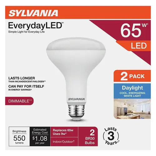 Sylvania 42023 Sylvania LED Light Bulb, BR30 Lamp, Daylight - pack of 2