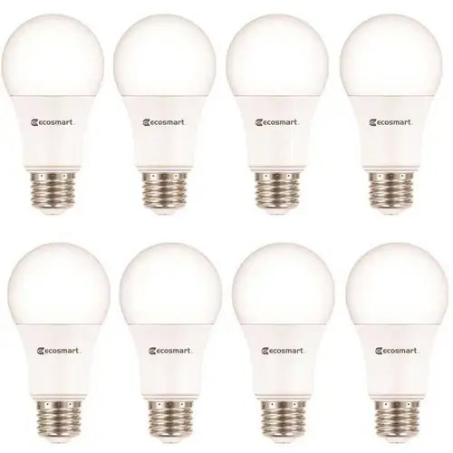 ECOSMART B7A19A60WESD14 60-Watt Equivalent A19 Dimmable ENERGY STAR LED Light Bulb Soft White - pack of 8