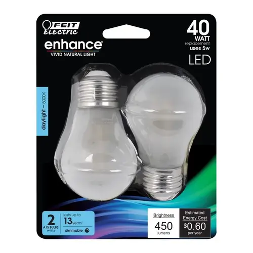 Feit Electric BPA1540W95CAFL2 Filament LED Bulb Enhance A15 E26 (Medium) Daylight 40 W White Pair