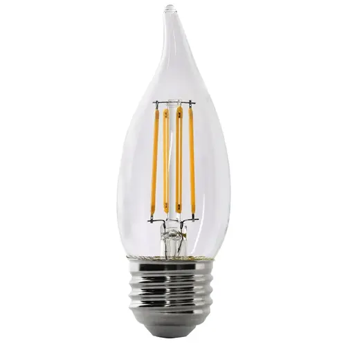 Feit Electric BPEFC40/950CA/FIL LED Bulb, Decorative, Flame Tip Lamp, 40 W Equivalent, E26 Lamp Base, Dimmable, Clear - pack of 2