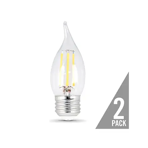 Feit Electric BPEFC60950CAFIL/2/RP LED Light Bulbs, High-Powered Flame Tip, Clear, 500 Lumens, 6-Watts Pair