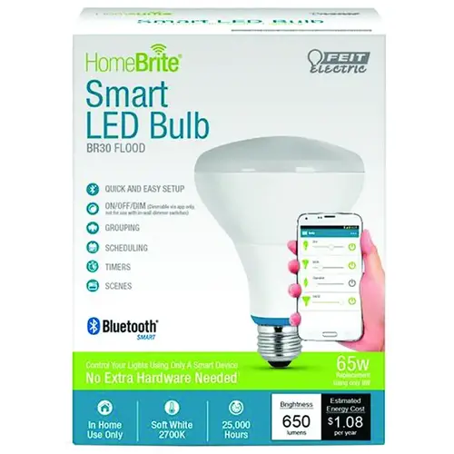 Feit Electric BR30/650/LED/HBR LED Lamp, Flood/Spotlight, BR30 Lamp, 65 W Equivalent, E26 Lamp Base, Dimmable