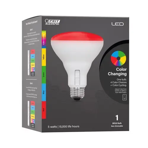 Feit Electric BR30/65W/RGB LED Floodlight Bulb BR30 E26 (Medium) Color Changing 65 Watt Equivalence Gloss White