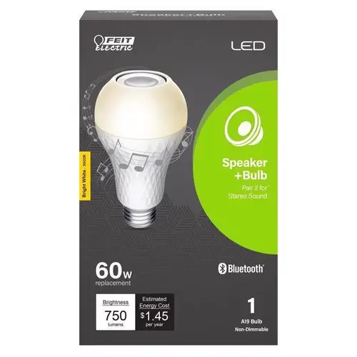 Feit Electric BTOM60830LEDI LED Speaker Bulb A19 E26 (Medium) Bright White 60 W White