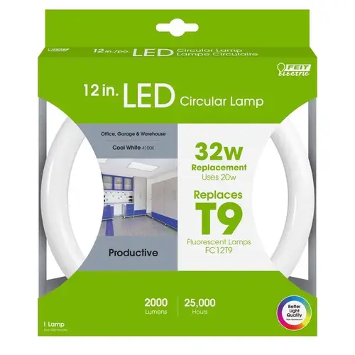 Feit Electric FC12/840/LED-XCP4 LED Bulb, Linear, T9 Lamp, 32 W Equivalent, G10Q Lamp Base, Frosted, Cool White Light - pack of 4