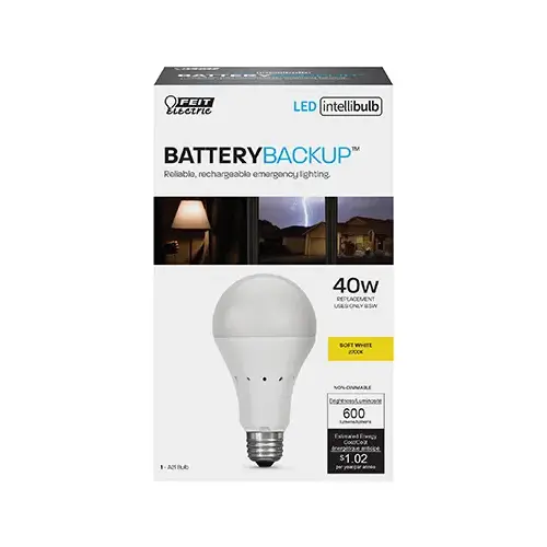 Feit Electric OM60/927CA/BATG2LEDI LED Intellibulb Battery Back-Up Light Bulb, 8.5-Watts