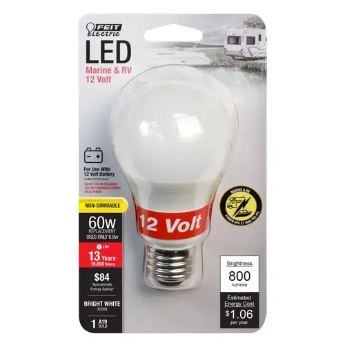 Feit Electric OM60930LED12BX LED Bulb A19 E26 (Medium) Bright White 60 Watt Equivalence Clear