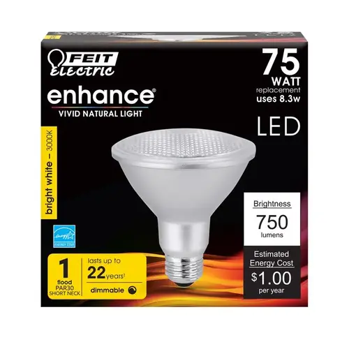 Feit Electric PAR30SDM/930CA LED Bulb, Flood/Spotlight, PAR30 Lamp, 75 W Equivalent, E26 Lamp Base, Dimmable, Frosted Clear