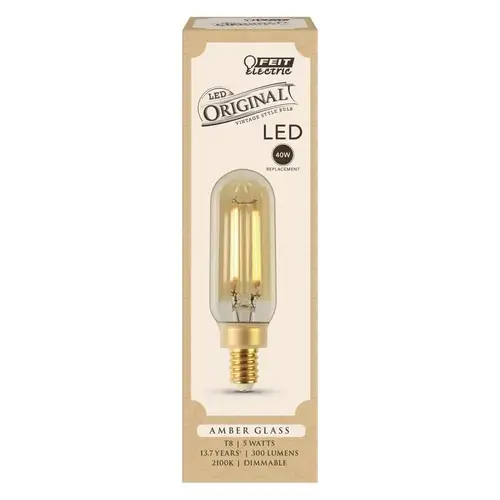 Feit Electric T8C/VG/LED LED Bulb LED T8 E12 (Candelabra) Amber 40 Watt Equivalence Clear