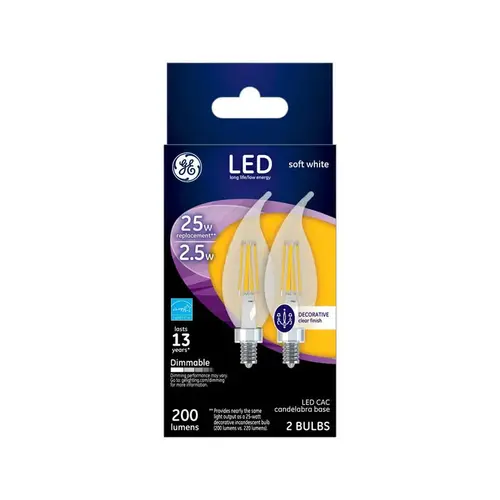 GE 22521 LED Bulb CAC E17 (Intermediate) Soft White 25 W Clear Pair