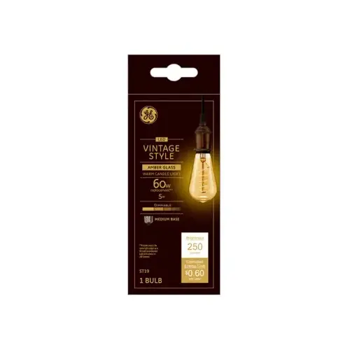 GE 36507 Filament LED Bulb ST19 E26 (Medium) Amber Warm White 60 W Transparent Amber