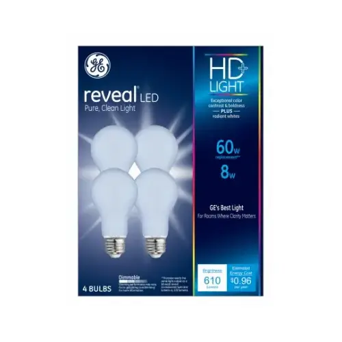 GE 46654 LED Bulb Reveal HD  A19 E26 (Medium) Pure Clean Light 60 W Frosted