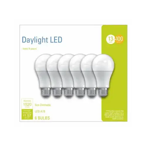 GE 93098310 LED Bulb A19 E26 (Medium) Daylight 100 Watt Equivalence Frosted