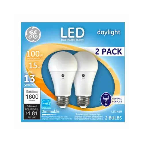 GE 93127672 LED Bulb A21 E26 (Medium) Daylight 100 W Frosted Pair