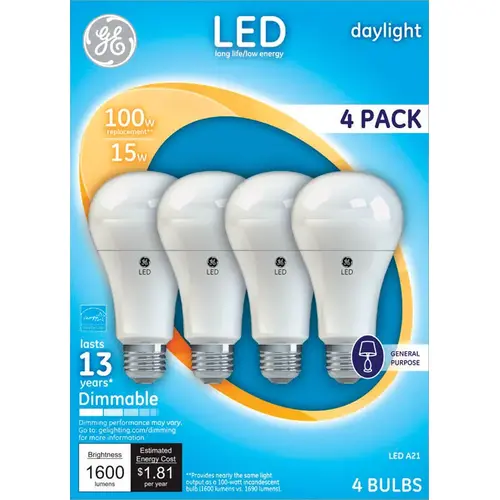 GE 93127673 LED Bulb A21 Daylight 100 Watt Equivalence Clear