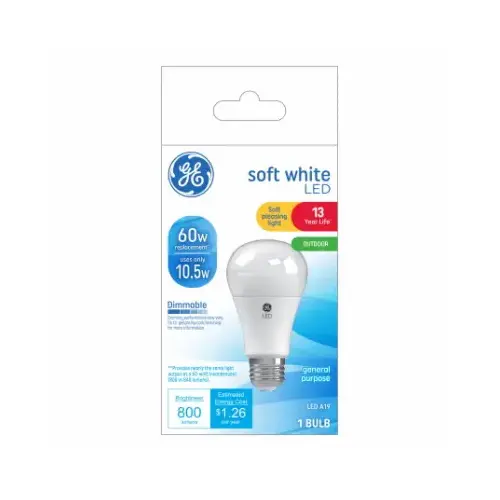 GE Lighting 32956 LED Light Bulb, Warm, Soft White, 800 Lumens, 10.5-Watts