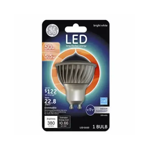 GE Lighting 93120809 LED Flood Light Bulb, Indoor, Bright White, White Bulb, 385 Lumens, 5.5-Watts