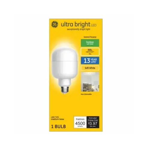 GE Lighting 93128935 LED Bulb, Linear, T25 Lamp, 300 W Equivalent, E26 Lamp Base, Soft White Light, 2700 K Color Temp