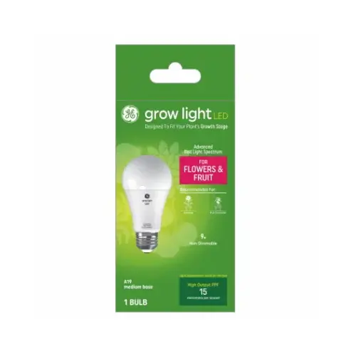 GE Lighting 93131180 LED Horticultural Grow Light Bulb for Fruit & Flowers, A19 Shape, 1.9 Watts