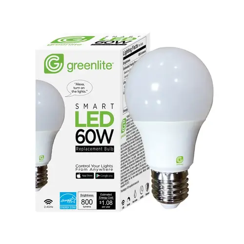 Greenlite 9W/OMNI/SMART1 Smart WiFi LED Bulb A19 E26 (Medium) Soft White 60 W White