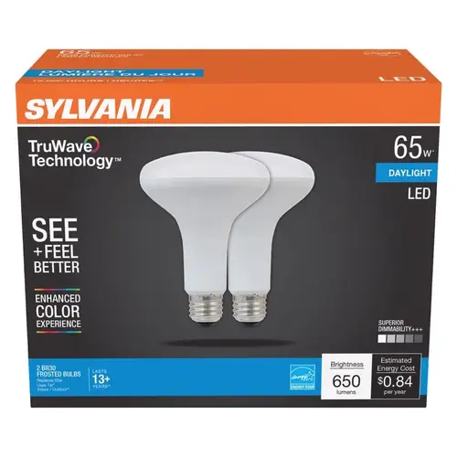 Sylvania 40730 LED Floodlight Bulb Natural BR30 E26 (Medium) Daylight 65 W Frosted Pair