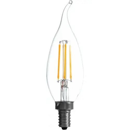 Sylvania 40757 Natural LED Bulb, Decorative, B10 Bent Tip Lamp, 60 W Equivalent, E12 Lamp Base, Dimmable, Clear - pack of 2