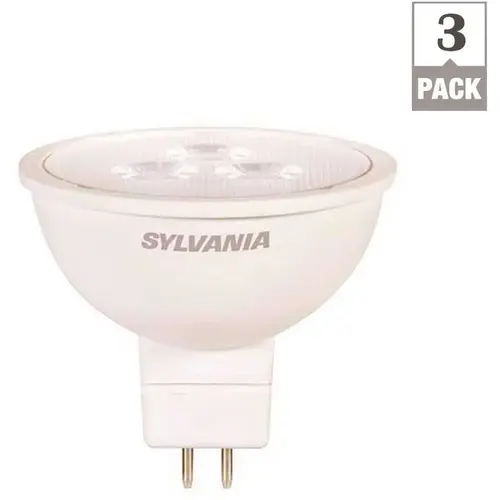 Sylvania 79129 LED Bulb, Track/Recessed, MR16 Lamp, 35 W Equivalent, GU5.3 Lamp Base, Clear, Warm White Light - pack of 3