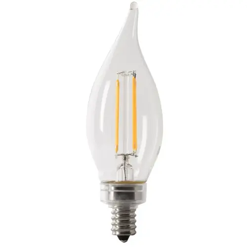 Feit Electric CFC60950CAFIL6 LED Bulb, Decorative, Flame Tip Lamp, 60 W Equivalent, E12 Lamp Base, Dimmable Clear - pack of 6