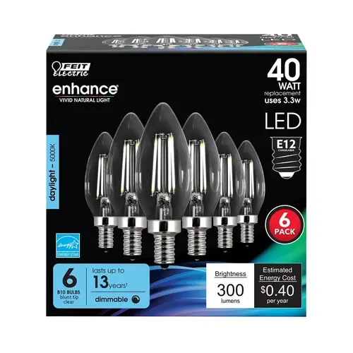 Feit Electric CTC40/950CA/FIL/6 BULB LT TORPEDO CLR DL 5K 40W - pack of 6