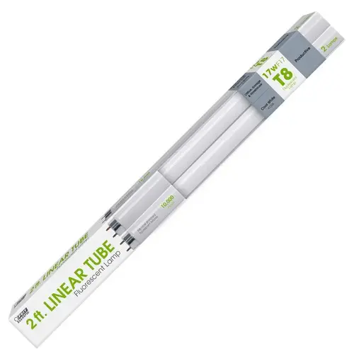 Feit Electric F17T8/41K/2-XCP6 Fluorescent Bulb 17 W T8 1" D X 24" L Cool White Linear 4100 K Froste - 2 per pack x6 packs