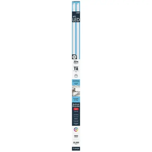 Feit Electric T848/850/B/LED2 TUBE LT LED T8 DL 5K 18W 4FT Pair White