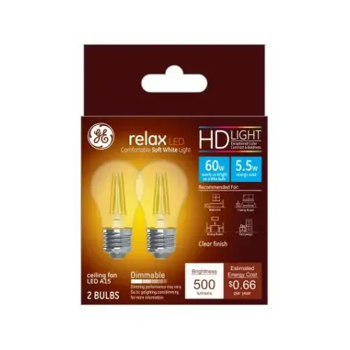 GE 36980 LED Bulb Relax LED A15 E26 (Medium) Soft White 60 Watt Equivalence Clear