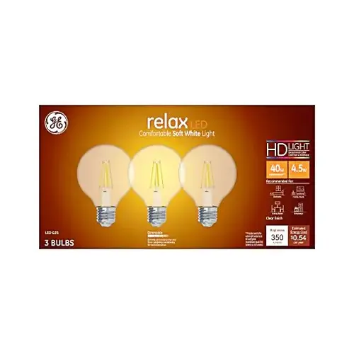 GE 43259 LED Bulb Relax G25 E26 (Medium) Soft White 40 W Clear