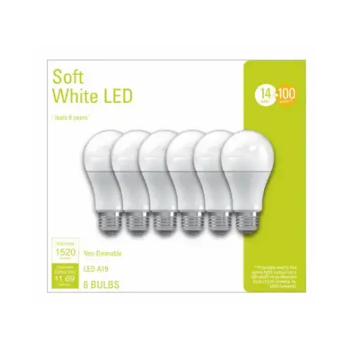 GE 93098309 LED Bulb LED A19 E26 (Medium) Soft White 100 Watt Equivalence Frosted