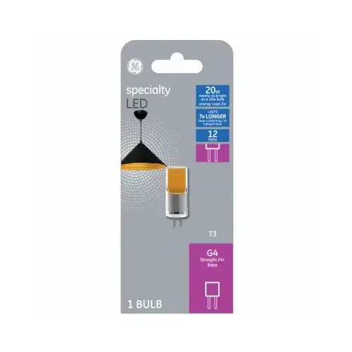 GE 93129024 LED Bulb T3 G4 Warm White 20 Watt Equivalence Clear