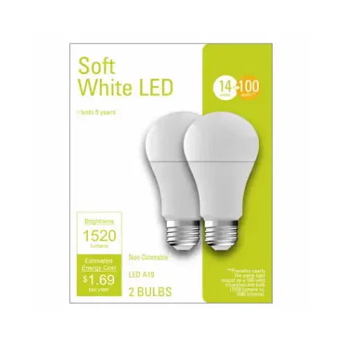 GE Lighting 93130416 LED Light Bulbs, A21, Soft White, 1520 Lumens, 14-Watts Pair