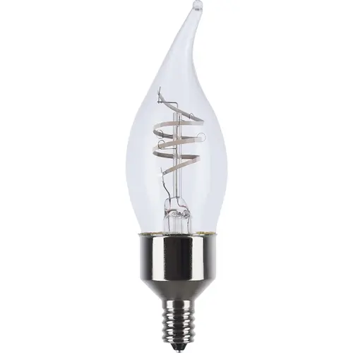 Satco S10524 Reminiscent 40W Equivalent Warm White Flame-Tip Gray Coil Filament Candelabra Decorative Light Bulb - pack of 2