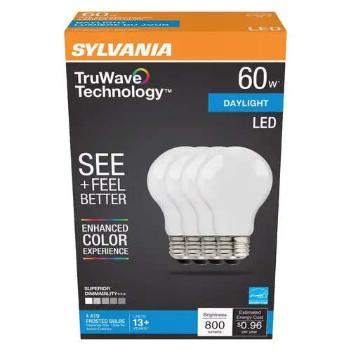 Sylvania 40672 LED Bulb Natural A19 E26 (Medium) Daylight 60 W Frosted