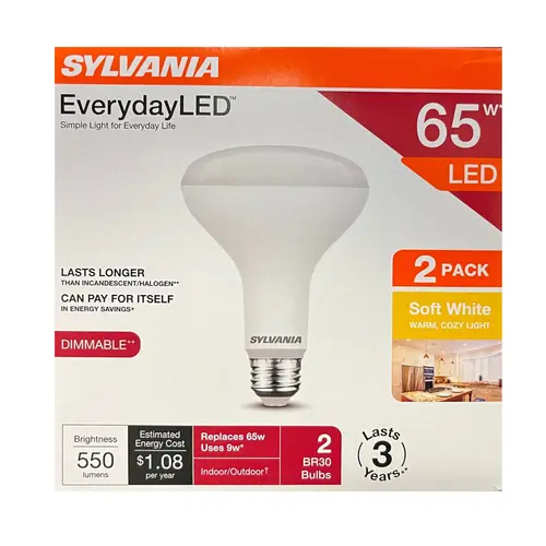 Sylvania 42021 Sylvania LED Bulb, BR30 Lamp, 65 W Equivalent, Soft White - pack of 2