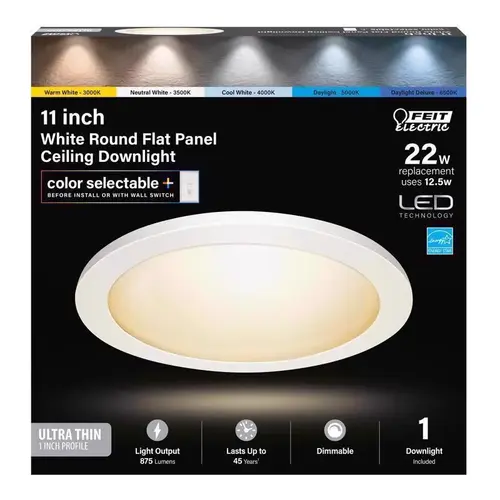 Feit 74210/6WY LED Flat Panel Light Fixture 11" W X 11" L White White