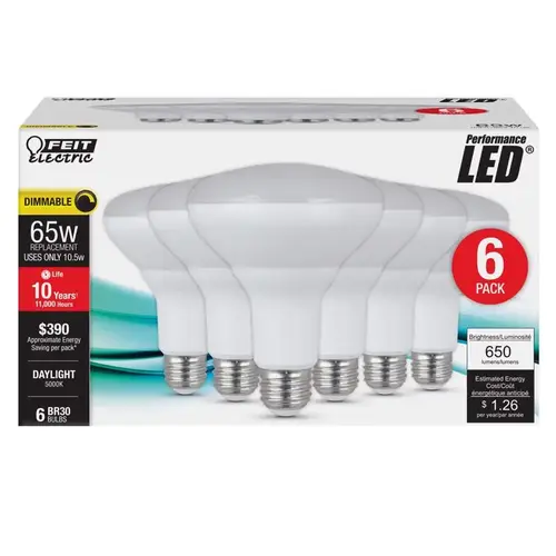 Feit BR30DM/850/10K6 LED Bulb BR30 E26 (Medium) Daylight 65 Watt Equivalence White
