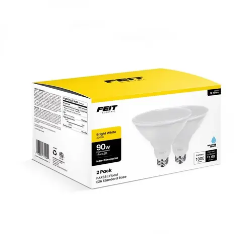 Feit PAR389083010K/2 LED Bulb PAR38 E26 (Medium) Bright White 90 Watt Equivalence White