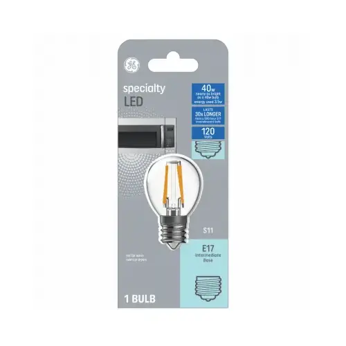 GE 93128996 LED Bulb S11 E17 (Intermediate) Soft White 40 Watt Equivalence Clear