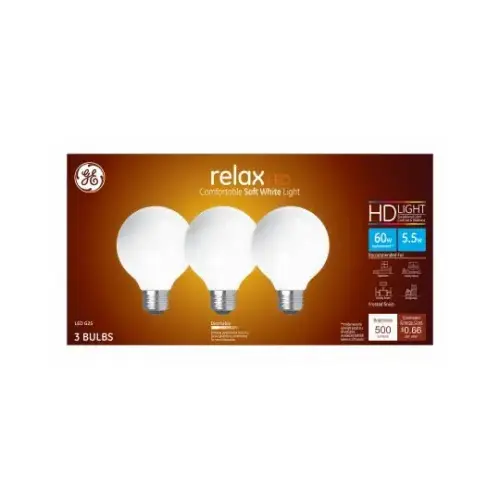 GE Lighting 43316 LED Light Bulbs, White Soft White, 5.5-Watts, 500 Lumens - pack of 3