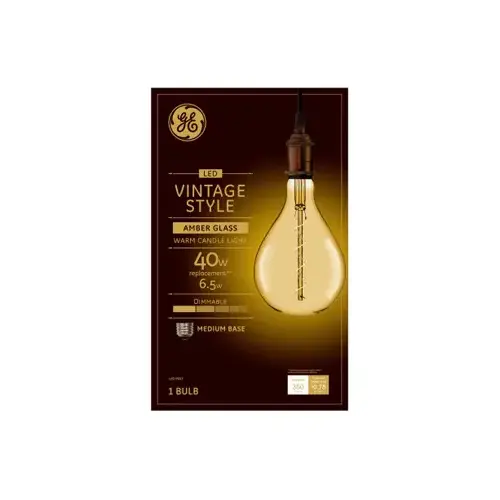 GE Lighting 93100102 LED Vintage Light Bulb,PS52, Warm White, Amber Bulb, 190 Lumens, 6.5-Watt