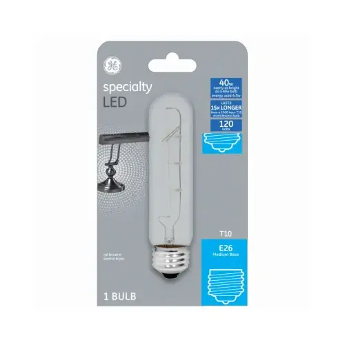 GE Lighting 93129003 LED Light Bulb, T10, Soft White, Clear, Non-Dimmable, 450 Lumens, 4.5-Watts